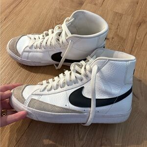Nike White and Gray High-Top Sneakers